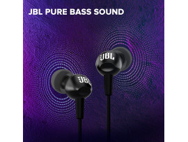 JBL C100SI In-Ear Deep Bass Headphones with Mic (Black)
